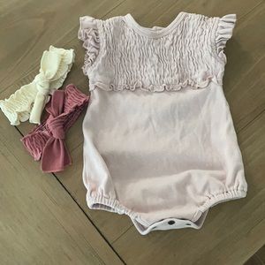 Spearmint Onesie with 2 bows